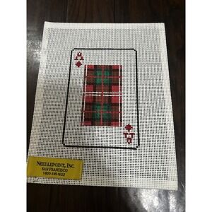 needlepoint handpainted canvas Playing Cards Green Red 13 Mesh